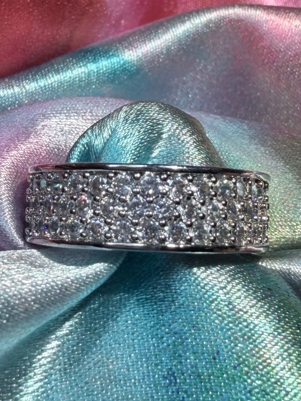 New Shimmering Moissanite Pavé' Classic and Sophisticated Eternity Band - Picture 6 of 6